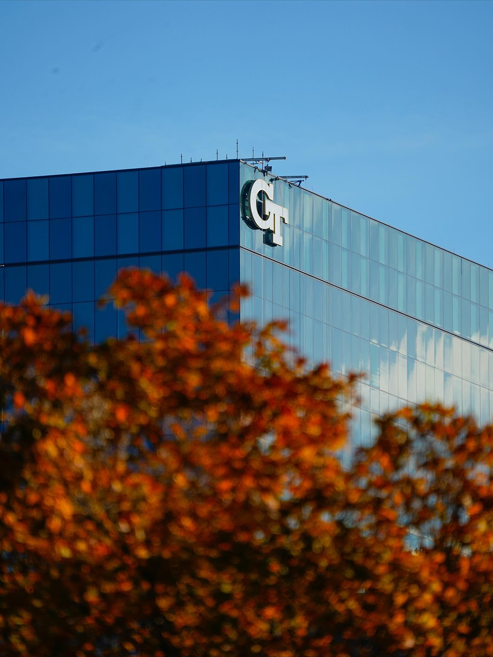 GT logo on George Tower | Scheller Tower.