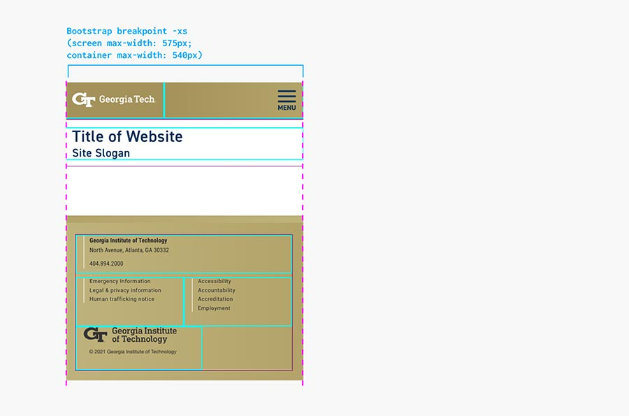 Georgia Tech header - extra small breakpoint